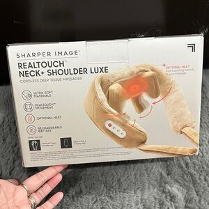 NIB Sharper Image Realtouch Neck and Shoulder Luxe Massager - Tan